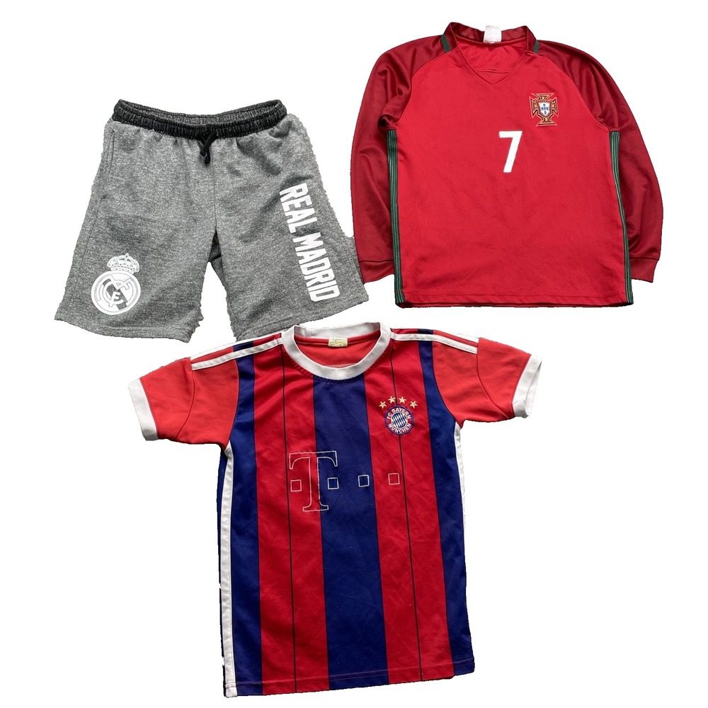 Cristiano Ronaldo Robben Jersey Lot 3 Youth Boys M/L CR7 Real Madrid Shorts Gym